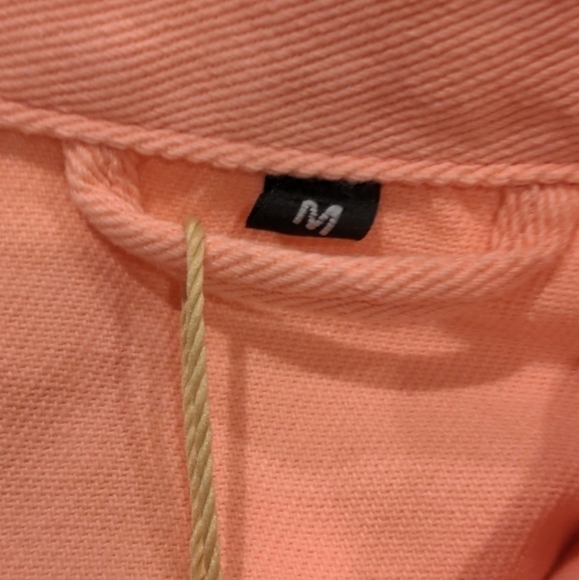 Pink Distressed Ripped Sleeve Denim Jean Jacket size Medium - Picture 5 of 6